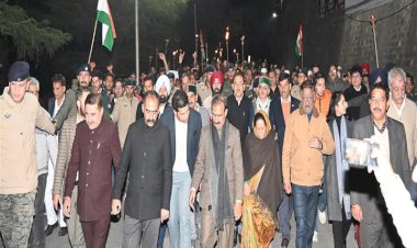 HPCC carries out Torch March against BJP at the Ridge